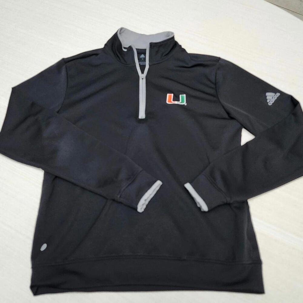 Adidas University of Miami UM pullover half zip sports jacket lightweight